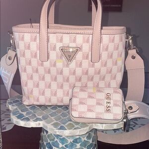 Guess Pink Tote Bag with Textured Pattern